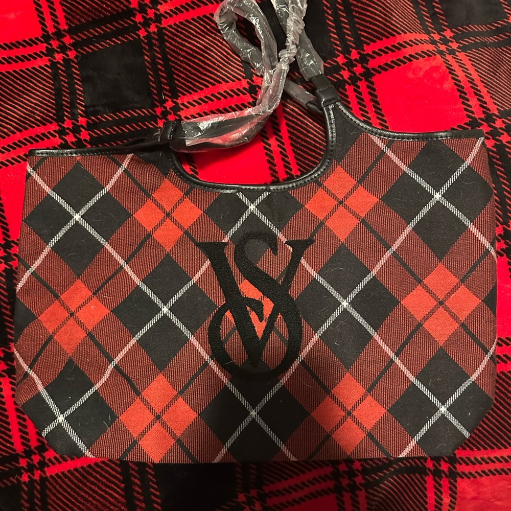 Victoria's Secret Red and Black Plaid Shoulder Bag